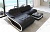 Ecksofa Elegante L-Form Leder - Echtleder - schwarz-weiß - Links Bild 3