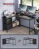 Vasagle L-förmiger Schreibtisch, 2 geräumige Schubladen, Computertisch mit Monitorständer, Eckschreibtisch, Gaming-Tisch mit Verstellbarer Ablage 135x105 cm schwarz LWDDE098B56 Bild 2