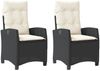 vidaXL Gartensessel mit Kissen 2 Stk. Verstellbar Schwarz Poly Rattan 365216 Bild 2