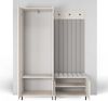 Garderoben-Set Ritmo Version 1 – gefräster Kleiderschrank mit hohen Füßen, gepolsterte Wandpaneele, Schuhschrank, für den Flur (cashmere, Trinity 06), 195 x 40 x 140 cm Bild 3