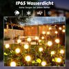 BlingBin LED Solarleuchte Solarleuchten für Außen Garten, LED Solarleuchten Glühwürmchen, IP65 Wasserdicht, 2 Modi Firefly Solar Licht, LED fest integriert, Warmweiß, Swinging Garten Lichter Dekorative für Fußweg, Yard, Patio, 4 Stück Bild 2