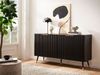 Sideboard 150x81x39cm Schwarz Eiche-Dekor Türen Modern Wohnzimmer Metallbeine Bild 3