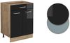 Küchenunterschrank R-Line Schwarz Hochglanz 60 cm mit Schublade, AP Eiche Vicco Bild 5
