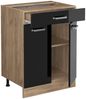 Küchenunterschrank R-Line Schwarz Hochglanz 60 cm mit Schublade, AP Eiche Vicco Bild 4