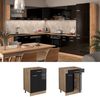 Küchenunterschrank R-Line Schwarz Hochglanz 60 cm mit Schublade, AP Eiche Vicco Bild 2