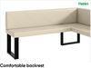 MEBLINI Eckbank für Esszimmer mit ausziehbarem Tisch - Küchenbank - Essecke - Sitzecke Küche - ERIC - U-Beine 128x168x87cm Rechts - Creme Kunstleder/M Schwarz Hochgl. Bild 5
