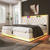 Polsterbett 160×200 cm aus PU-Stoff mit LED-Beleuchtung und Matratze, weiß Bild 3
