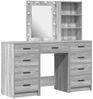 vidaXL Schminktisch mit Spiegelbeleuchtung 3 pcs Grau Holzwerkstoff 3334223 Bild 2