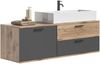Xonxo 'Mason' Waschtisch inkl. Waschbecken, Spanplatte / MDF, 140 x 62 x 46 cm, Natur / Grau Bild 1