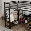 Hochbett mit Schreibtisch und Regal (120x200 cm) Kinderbett mit Rausfallschutz, Lattenrost und Leiter, Metallbett Bild 4