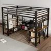 Hochbett mit Schreibtisch und Regal (120x200 cm) Kinderbett mit Rausfallschutz, Lattenrost und Leiter, Metallbett Bild 3