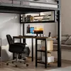 Hochbett mit Schreibtisch und Regal (120x200 cm) Kinderbett mit Rausfallschutz, Lattenrost und Leiter, Metallbett Bild 5