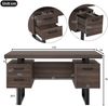 Flieks 135x54 cm Büroschreibtisch aus MDF mit Stahlgestell, Schubladen & Ordnerfach – moderner Computertisch in Braun Bild 4