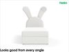 MEBLINI Kinderbett mit Bettkasten KANINCHEN 100x200 Links – H3/Weiß Samt Gepolstert Einzelbett mit Matratze - Polsterbett mit Stauraum - Bett mit Kopfteil – Stauraumbett Bild 5