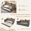 REDOM Schlafsofa mit Ausziehbett, LED-Licht und 12 Lattenrosten, Polsterbett Gästebett 90x190 & 90x190 cm, ohne Matratze Bild 3