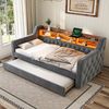 REDOM Schlafsofa mit Ausziehbett, LED-Licht und 12 Lattenrosten, Polsterbett Gästebett 90x190 & 90x190 cm, ohne Matratze Bild 2
