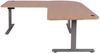 Eck-Schreibtisch HWC-D40, Computertisch elektrisch höhenverstellbar 178x178cm 84kg MVG ~ hellbraun, grau Bild 4