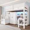 OKWISH Hochbett für Kinderzimmer, Studentenwohnung & Gästezimmer (mit LED-Beleuchtung,Kleiderschrank – Multifunktionales Jugendbett mit Stauraumtreppe, 1-St, 90x200cm) mit integrierter Schreibtisch und Regal Bild 3