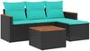 vidaXL 5-teiliges Gartensofa-Set mit Kissen, schwarzes Polyrattan 3225910 Bild 2
