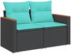 vidaXL 5-teiliges Gartensofa-Set mit Kissen, schwarzes Polyrattan 3225910 Bild 3