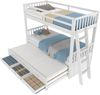Etagenbett 90×200 cm aus Kiefernholz und MDF mit Ausziehbett und drei Schubladen, weiß Bild 5
