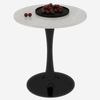 Schwarzer Couchtisch (70 cm Durchmesser), Esstisch im Mid-Century-Modern-Stil, geeignet für 2-4 Personen, mit runder Marmorplatte in weißer Maserung, perfekt für verschiedene Einrichtungsstile Bild 3