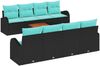 vidaXL Gartensofa-set 9 pcs Schwarz und Türkis Poly-Rattan 3356226 Bild 2