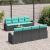 vidaXL Gartensofa-set 9 pcs Schwarz und Türkis Poly-Rattan 3356226 Bild 3