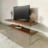 Dmora Fernsehschrank Italia, Ständer für Wohnzimmerfernseher, Niedriges Wohnzimmer-Sideboard, TV-Ständerbasis, 120x35h45 cm, Nussbaum Bild 2