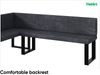 MEBLINI Eckbank für Esszimmer mit ausziehbarem Tisch - Küchenbank - Essecke - Sitzecke Küche - PETER - U-Beine 142x196x87cm Links - Dunkelgrau Samt/B Weiß Hochgl. Bild 5