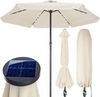 Kingsleeve Sonnenschirm LED Beleuchtung UV Schutz 80+ Schhutzhülle Solar Kurbel 330cm wasserabweisend creme Bild 2