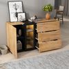 Sideboard Braun/Schwarz, 140x40x80 cm mit App-LED, 3 Schubladen & verstellbaren Glasböden Bild 3