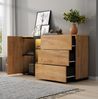 Sideboard Braun/Schwarz, 140x40x80 cm mit App-LED, 3 Schubladen & verstellbaren Glasböden Bild 2