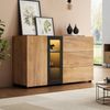 Sideboard Braun/Schwarz, 140x40x80 cm mit App-LED, 3 Schubladen & verstellbaren Glasböden Bild 4