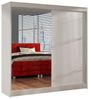 Schwebetürenschrank Basti I 200 cm mit Spiegel - Kleiderschrank, Schiebetürenschrank mit Kleiderstange und Einlegeboden, Schlafzimmerschrank, Schiebetüren, 200x215x58 cm (Weiß) Bild 4