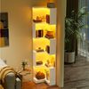 Merax Bücherregal mit LED-Farbwechsel inkl. Fernbedienung, 1-tlg, Eckbücherregal Eckregal L-förmiges Regal mit 5 Ebenen, 63,5x45x175 cm Bild 3