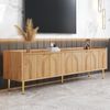 TV-Schrank 170x35x47,5 cm mit strukturierten Türen und goldenen Akzenten – modernes Design Bild 3