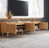 TV-Schrank 170x35x47,5 cm mit strukturierten Türen und goldenen Akzenten – modernes Design Bild 5