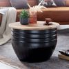 Wohnling Couchtisch Mango Massivholz Metall 60 x 41 x 60 cm Industrial Style Rund Bild 3
