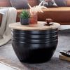 Wohnling Couchtisch Mango Massivholz Metall 60 x 41 x 60 cm Industrial Style Rund Bild 2