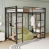 Hochbett mit Leiter 90*200cm , Einzelbett Kinderbett mit Tisch mit einfacher Aufhängung mit Ablagefächern, Schwarz Bild 4