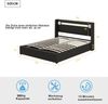 Polsterbett 160x200cm Bett mit LED-Lichtleiste, Bluetooth-Player und USB-Aufladung, Stauraumbett aus PU-Leder, Hochbettkasten, Doppelbett mit Lattenrost Schwarz Bild 3
