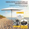 Clanmacy Sonnenschirm Rechteckig LED Solar Gartenschirm 2.1x1.4m UV-Schutz mit kurbel Beige, LxB: 210x140 cm, Stabiler knickbar/für Garten, Balkon, Terasse/Sonnenschutz Bild 2