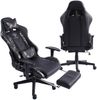 Gaming Stuhl mit Fußstütze und ergonomsichen 4D-Armlehnen gaming chair in ergonomischer Sportsitz Optik Gamer Stuhl mit verstellbaren Rückenstützkissen Bürostuhl Schwarz/Military -Grau Bild 5