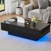 Couchtisch 115×55×34 cm in Hochglanz Schwarz mit LED-Beleuchtung, moderner Wohnzimmertisch mit 2 Schubladen Bild 4
