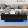 Couchtisch 115×55×34 cm in Hochglanz Schwarz mit LED-Beleuchtung, moderner Wohnzimmertisch mit 2 Schubladen Bild 5
