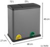 SVITA TC2Combo35 Mülleimer grau 35 Liter 12+23l Treteimer Trennsystem Küche Bild 3