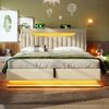 Polsterbett 140×200 cm mit Bettkasten, LED und USB/Type-C, Beige, inklusive Matratze Bild 4
