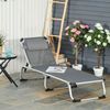 Outsunny Sonnenliege Gartenliege Alu Stoffliege Relaxliege 5-Fach verstellbar faltbar ergonomisch Netzstoff Grau 165 x 60 x 76 cm Bild 3