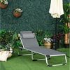 Outsunny Sonnenliege Gartenliege Alu Stoffliege Relaxliege 5-Fach verstellbar faltbar ergonomisch Netzstoff Grau 165 x 60 x 76 cm Bild 4